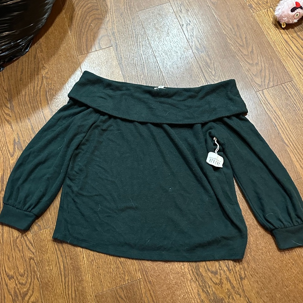Green off the shoulder sweater. NWT